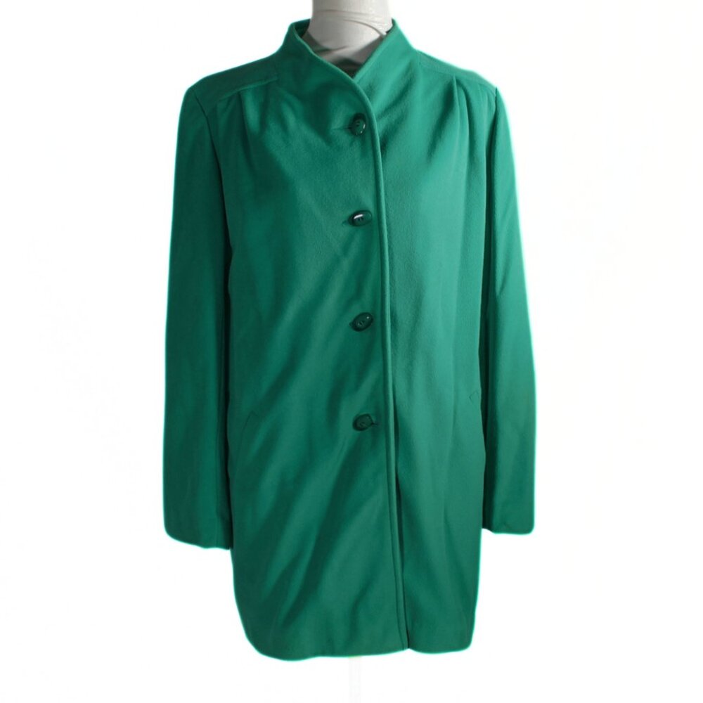 Vintage 1960s 1970s Spring Green Emerald Overcoat Approx Size 14 Rare Color